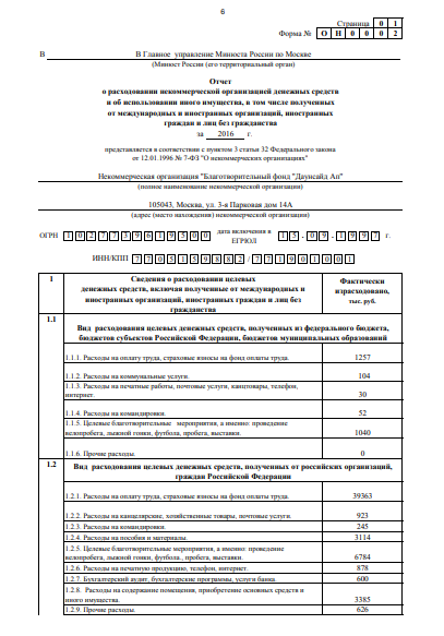 Годовой отчет 2016 года в Минюст РФ (часть 2)