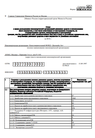 Годовой отчет 2018 года в Минюст РФ (часть 2)