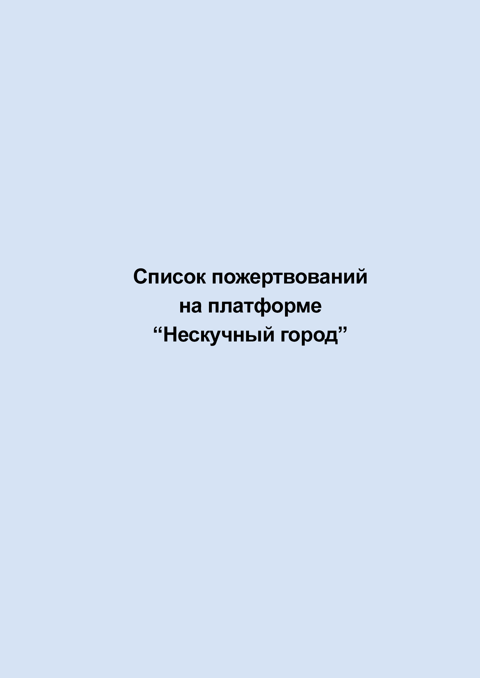 Список пожертвований на платформе «Нескучный город» (июнь 2024)