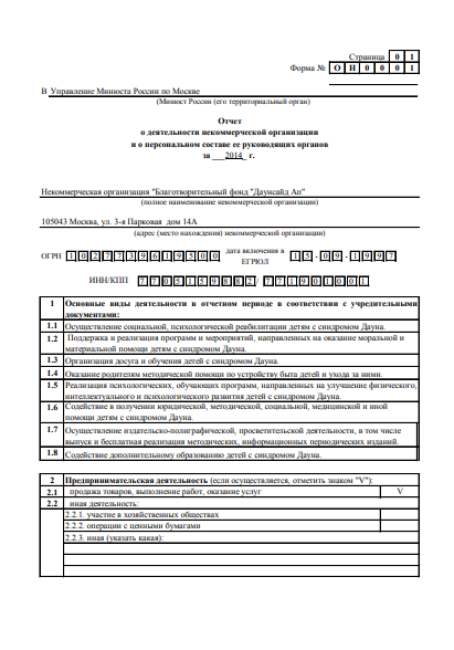 Годовой отчет 2014 года в Минюст РФ (часть 1)