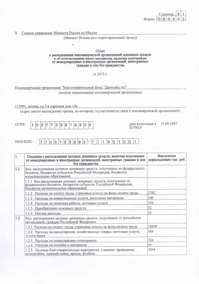 Годовой отчет 2013 года в Минюст РФ (часть 2)